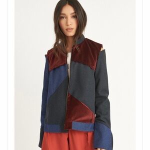 Wylde Unique Izy‎ Indigo Denim Jacket Patchwork French Designer XS/1